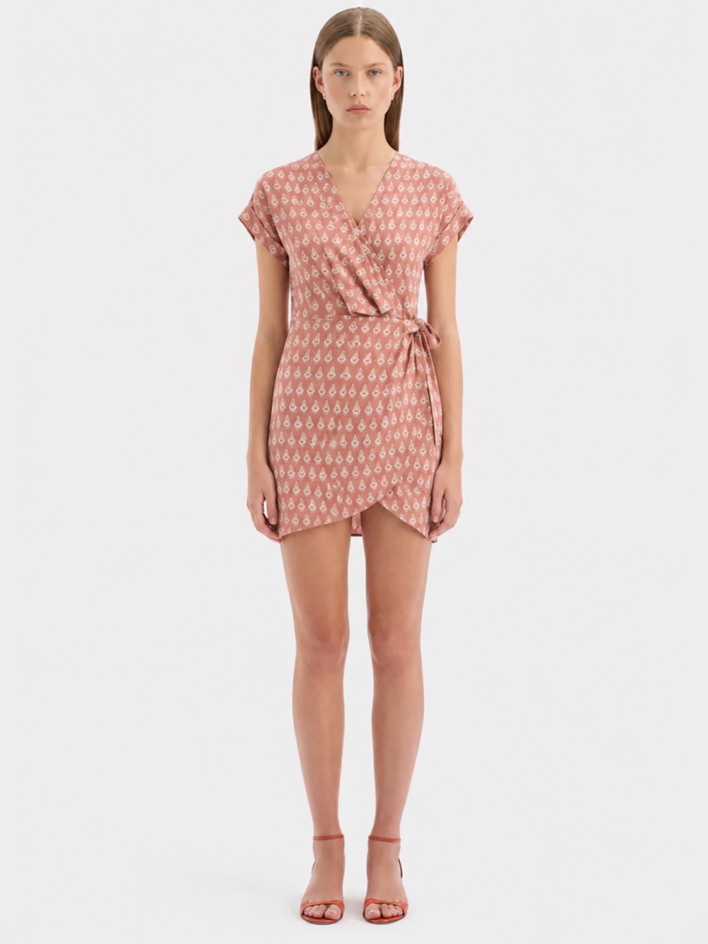 SIR the label Florence Printed Silk Wrap Mini Dress size XS